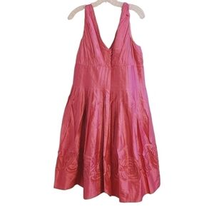 Suzi Chin | Pink Sleeveless Fit & Flare 100% Silk Cocktail Dress (Size 14)
